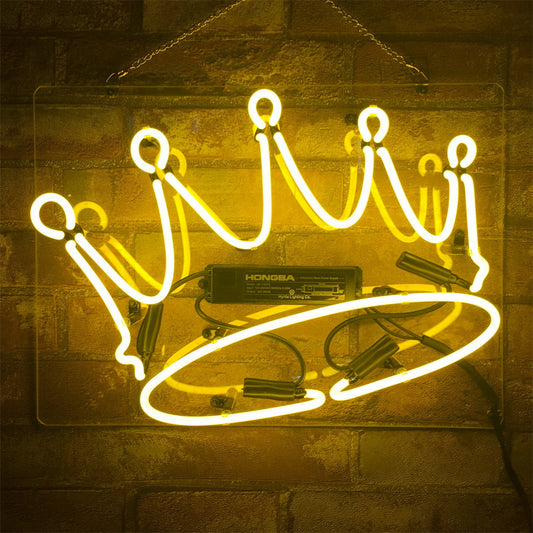 Crown Gold Neon Sign, Handmade Neon, Very Bright, Bar/Shop /Room Wall Decor Light Custom Gift Art