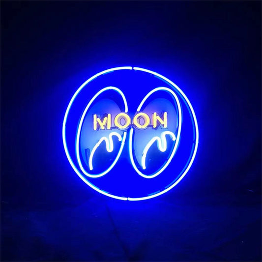 Moon And Eye Blue Neon Sign