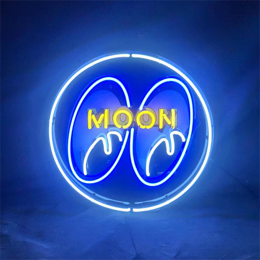 Moon And Eye White Neon Sign
