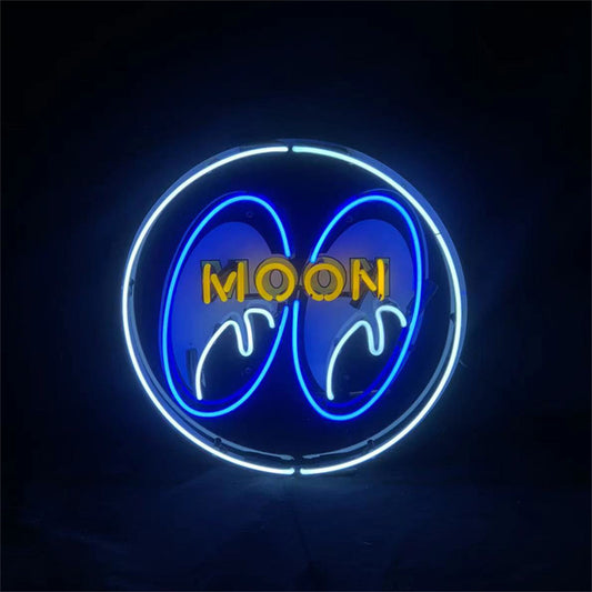 Moon And Eye White Neon Sign