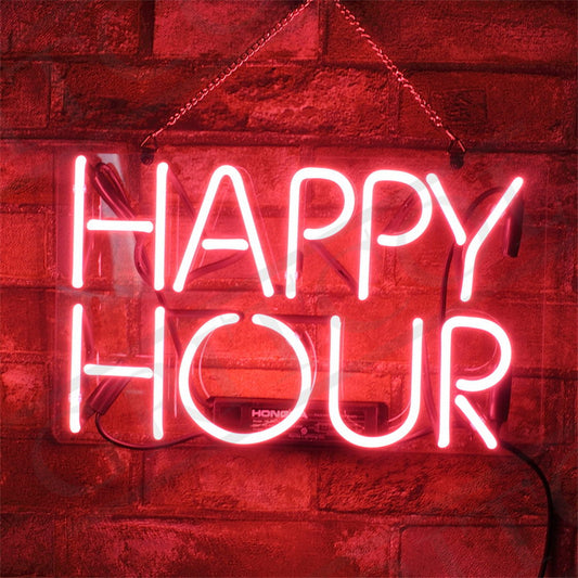 Happy Hour Neon Sign, Handmade Neon, Very Bright, Bar/Shop /Room Window Wall Decor Light Custom