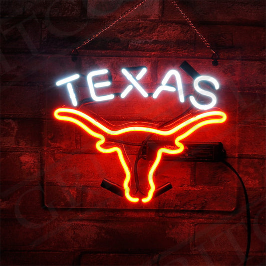 TEXAS Bull Neon Sign, Handmade Neon, Very Bright, Bar/Shop /Room Wall Decor Light Custom Gift Art