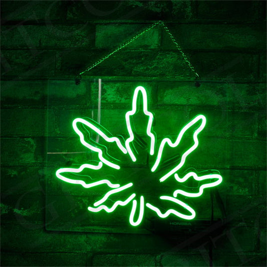 Green Leaf Neon Sign, Handmade Neon, Very Bright, Bar/Shop /Room Window Wall Decor Light Custom
