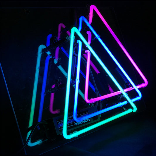 Multicolor Three Triangle Neon Sign, Handmade Neon, Very Bright, Bar/Shop /Room Wall Decor Light Custom Gift Art