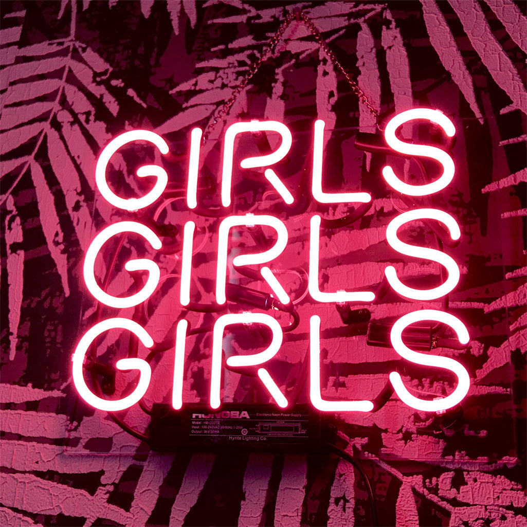 girls girls girls pink neon sign