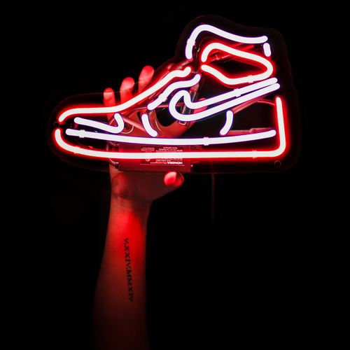 jordan sneaker red neon sign