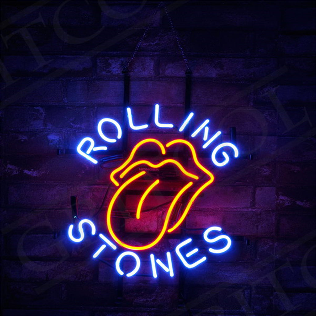 rolling stones with tongue neon sign logo 